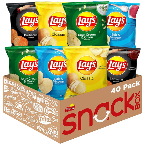 Potato Chips, 4 Flavor Variety Pack, 1 Oz Single Serve Bags, (40 Pack)