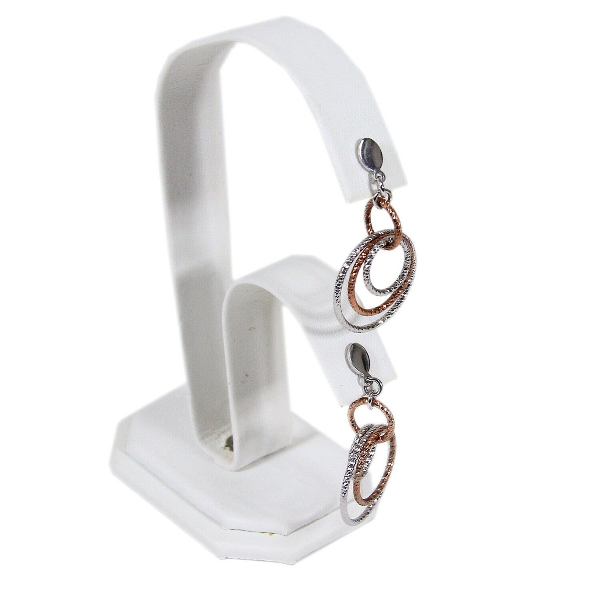 White Faux Leather Earring Jewelry Display Holder 2-Tier Rabbit