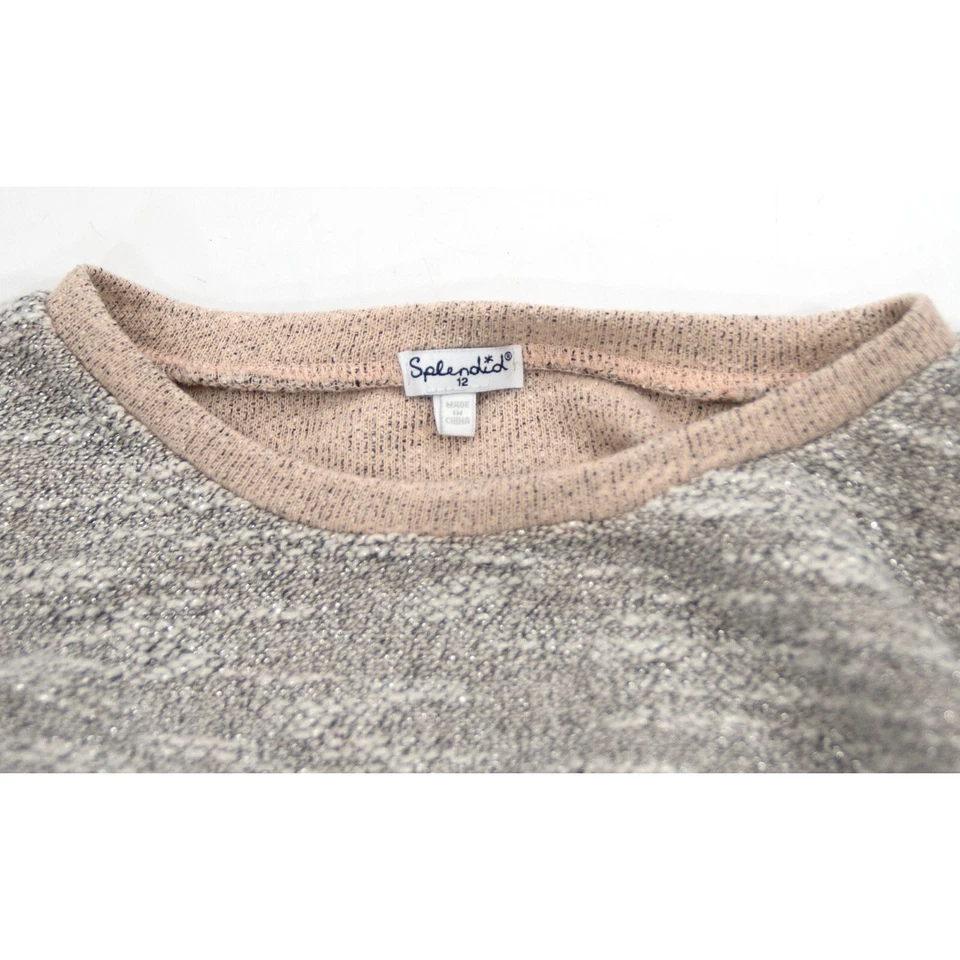 Espléndida Sudadera Rosa Plateada Metálica Cortada Tejida 12 Usada en Excelente Condición Foto 3 de 4