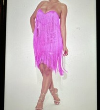 Fashion Nova Farrah Fringe Mini Dress Pink 3X