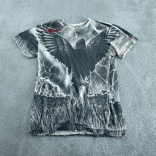 Affliction Herren Small schwarz & weiß Grafik Engelsflügel T-Shirt 1701