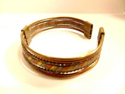 older 3 colored metal cuff bracelet - copper, silver and brass color - Picture 11 of 11