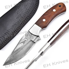 9'' Handmade Damascus Steel Skinner Knife - Hunting Fixed Blade - Gift for Men