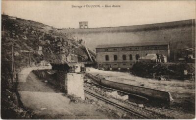 Old postcard AK dam of Eguzon right bank France (1178044)