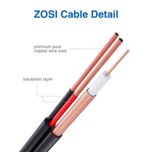 ZOSI 4 PIEZAS 60 FT 18M CCTV Cámara de Seguridad Video Alimentación BNC Cables de Cable para DVR - Imagen 8 de 8