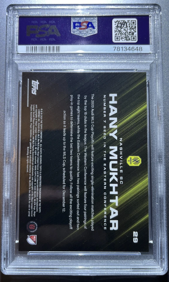 2020 Topps Playoff MLS Hany Mukhtar #29 Rookie RC Nashville SC PSA 10 LOW POP - Image 2 of 2
