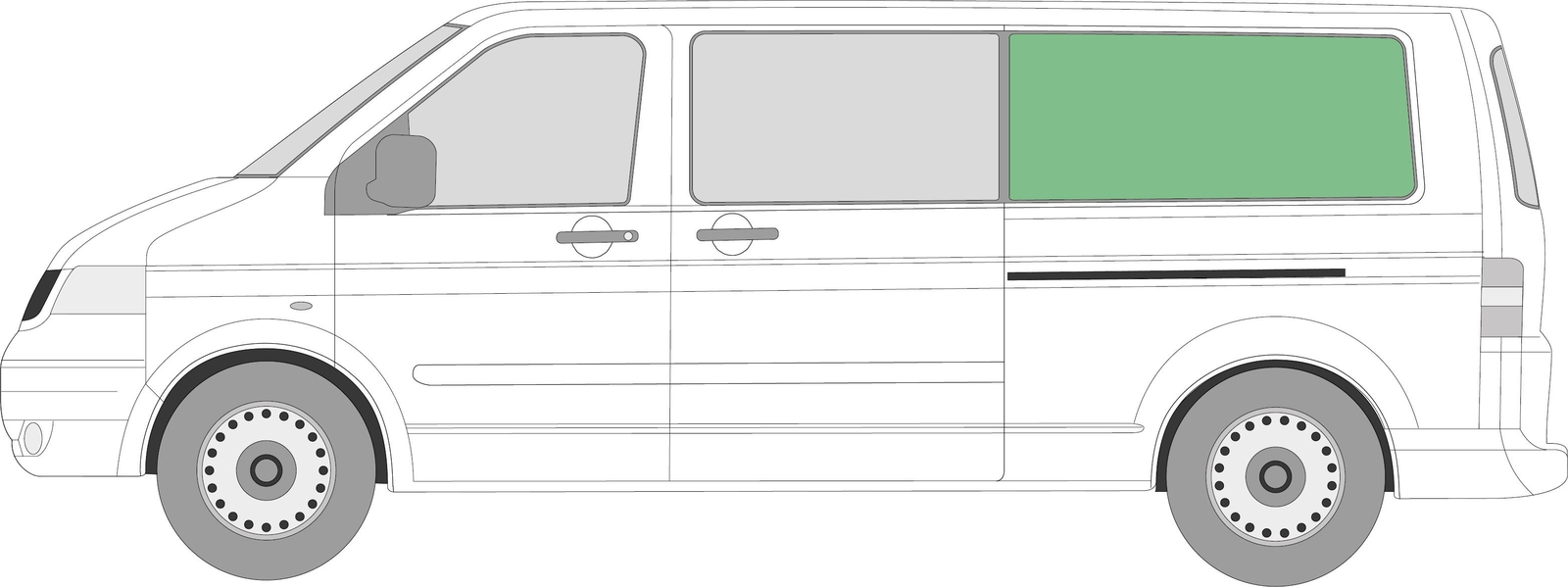 VW T5.1 Transporter JK Rear Side Fixed Window Privacy Tint Nearside Left  LWB