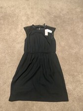 NWT Banana Republic 10P petite black sleeveless Mesh Shoulder Notched Sides