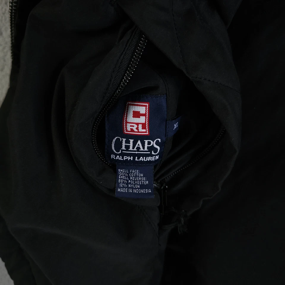 VTG Chaps Ralph Lauren Jacket Mens XL Brown Houdstooth Reversible Hidden Hood - Image 4 of 4
