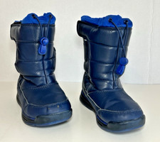 Lands End Kid s Size 12M Winter Snow Rain Blue Puffer Boots Insulated Pull-On