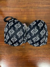 Victoria's Secret Pink Wear Everywhere Push-Up Bra 32DD Black with White Logo