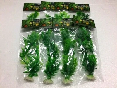 NIHAO GREEN PLASTIC PLANT LOT MIXED (4X-8X) LARGE 10"-11" AQUARIUM. SUPER FAST SHIP!
