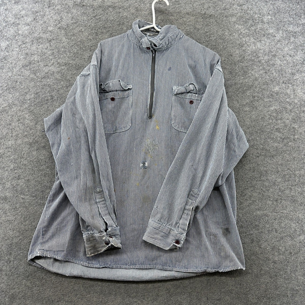 トップス FIVE BROTHER 16-L-16 1/2 MADE IN USA VTG Five Brother Shirt Mens 2XL Button Down Blue White Striped