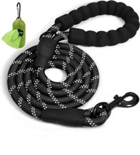 Correa de cuerda para perros de 6 pies con asa acolchada cómoda correa con hilos