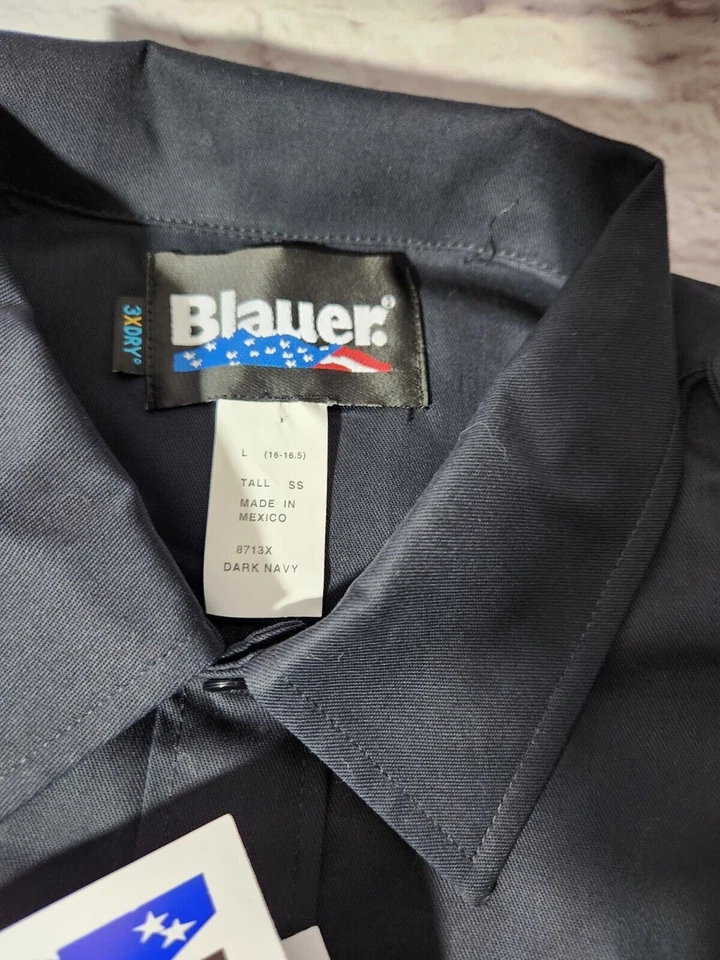 Nuevo Uniforme Manga Corta Azul 8713X Camisa Mezcla Algodón Azul Marino Para Hombre Grande Alto Foto 3 de 4