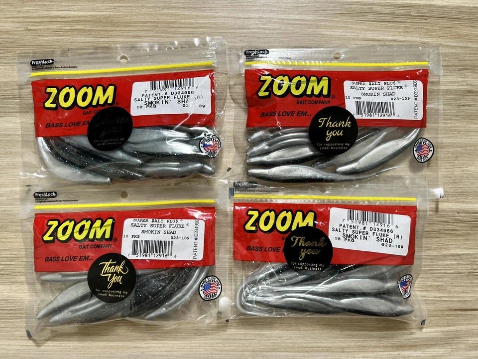 ZOOM (Lote de 4) Super Flukes Salado+ Plus, Pesca de lubina, Nuevo, Envío Gratis Foto 3 de 4