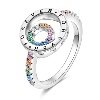 MULA Europäischer Doppelkreis Ring Ewig AAA CZ Für Frauen Schmuck Versilbert - Bild 1 von 4