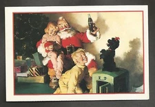 Coca Cola POST CARD-"Happy Holidays" (1964 SANTA) (Santa, Kids & Dog)(1991)