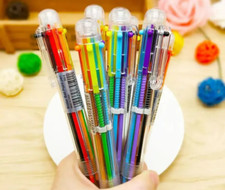 5X Ballpoint Pen Multi-color 6 in 1 Party Favors Teacher School Kids Office A4