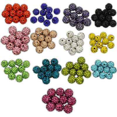 10x Strassperlen 8mm Shamballa Perlen Beads Strass Ton Disco Shamballaperlen