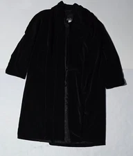 Vintage Alex Evenings Black Velvet Opera Coat Duster Open Front Full Length Sz M