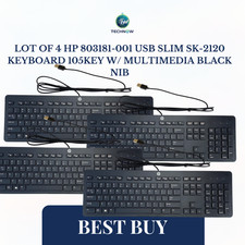 LOT OF 4 HP 803181-001 USB Slim SK-2120 Keyboard 105key w/ Multimedia Black NIB
