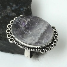 Amethyst Gemstone Ethnic Handmade Ring Jewelry For Unisex US Size-9 AR 16157
