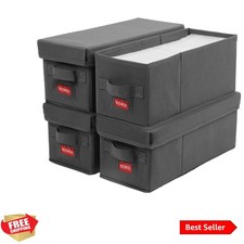 CD Storage Box  Stackable CD Organizer Box with Lid  Holds 140 Jewel Cases ...