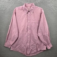 Vintage Brooks Brothers Dress Shirt Mens 16.5-3 Pink Check Button Up Made In USA