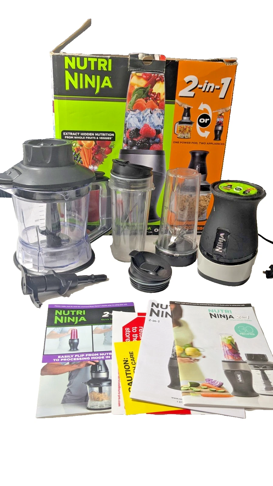 Nutri Ninja Blender Food Processor QB3000 To Go Cups Blades 100% Complete