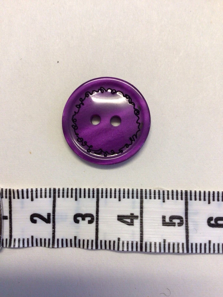 12 x 20mm Deep Purple With Black Outline 2 Hole Buttons Sewing/Knitting/Crafts - Image 3 of 3