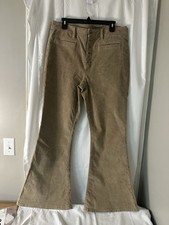 American Eagle Tan Corduroy Button Fly Women  s Pants Flare Leg Mid-rise