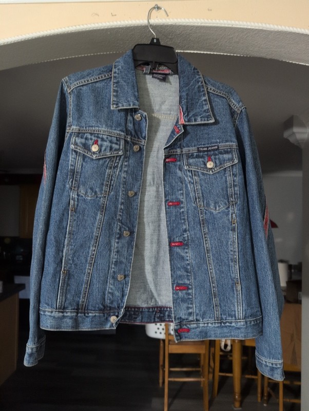 Arkansas Razorbacks Team Jeans Denim Button-up Jacket Size Small