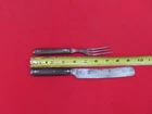 VTG ANTIQUE CIVIL WAR ERA 3 TINE FORK & KNIFE WOOD HANDLE REEANACTOR MESS KIT