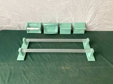 Vintage NOS 6 Piece Jadeite Green Ceramic Tile In Bath Fixtures Set Old 454-25E