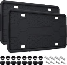 2 Pack Silicone License Plate Frames Black Car Plate Frame Holder Universal Us