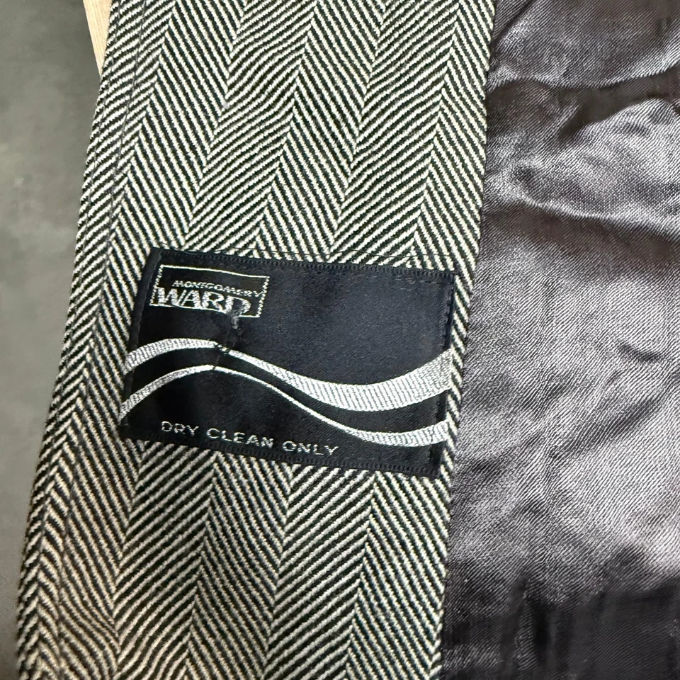 Abrigo de Colección Montgomery Ward Lana Espiga Abrigo Coche Top 42 Blanco y Negro Foto 4 de 4