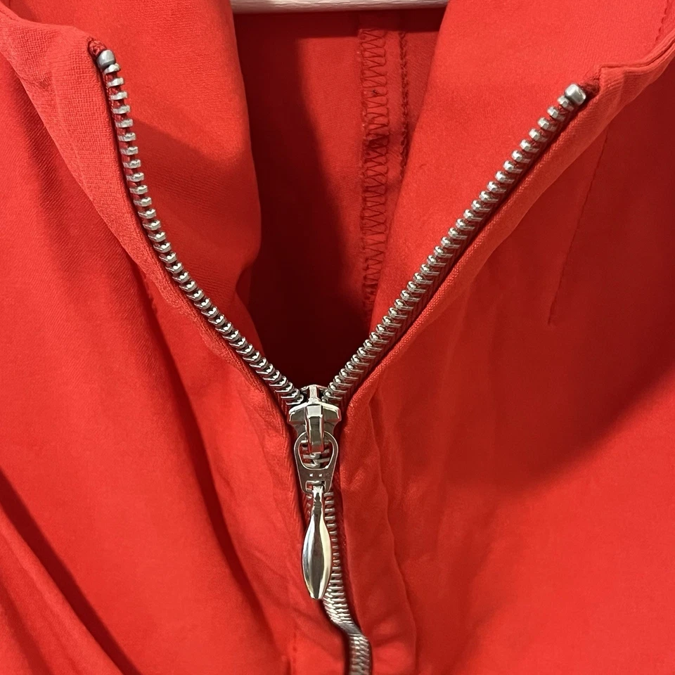 Joseph Ribkoff Vintage Stretch Red Ruched Draped Full Zip Red Jacket Size 10 - Image 3 of 4