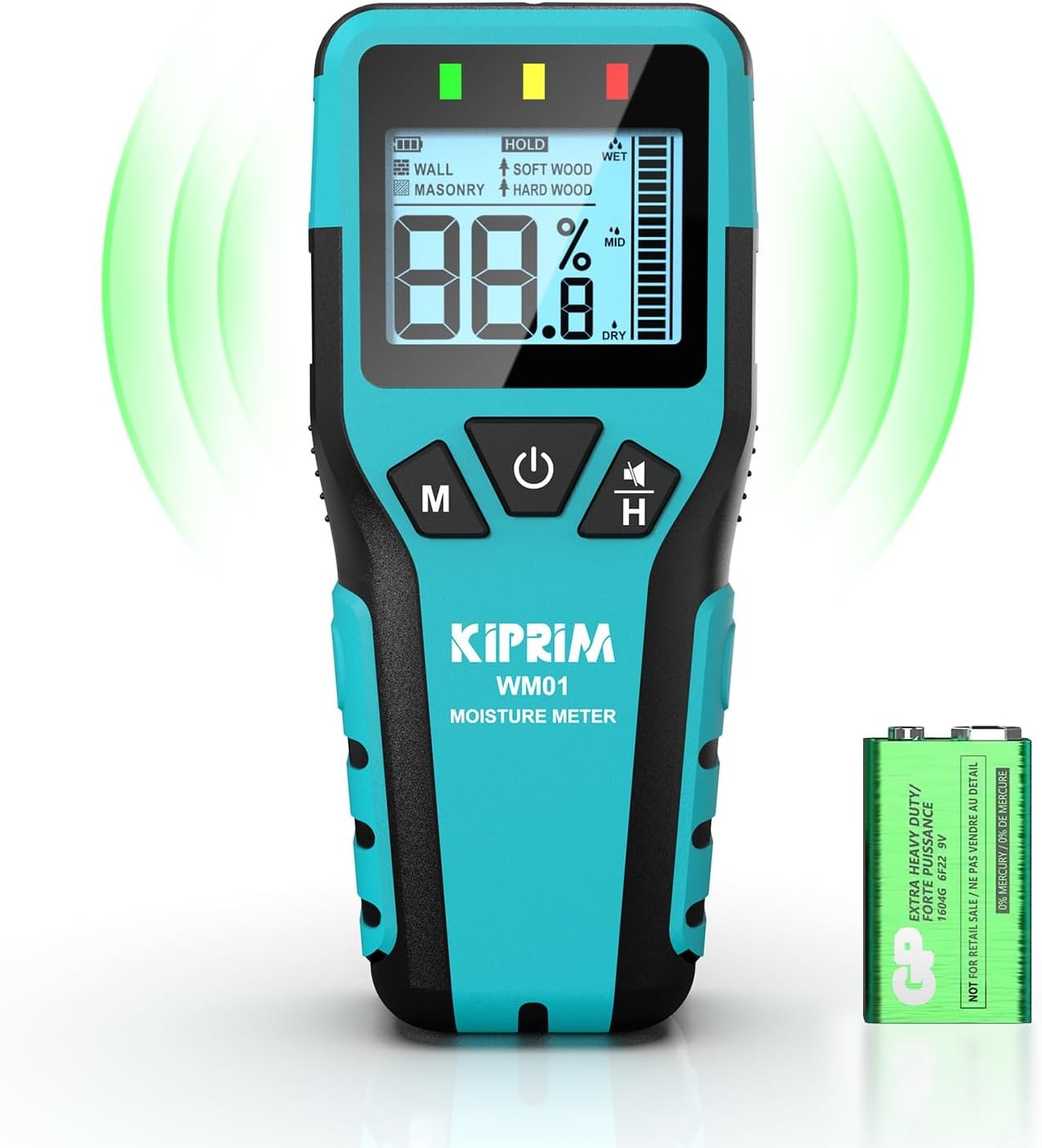 Kiprim Pinless Damp Meter Moisture Meter for Wood, Walls, Masonry – Accurate