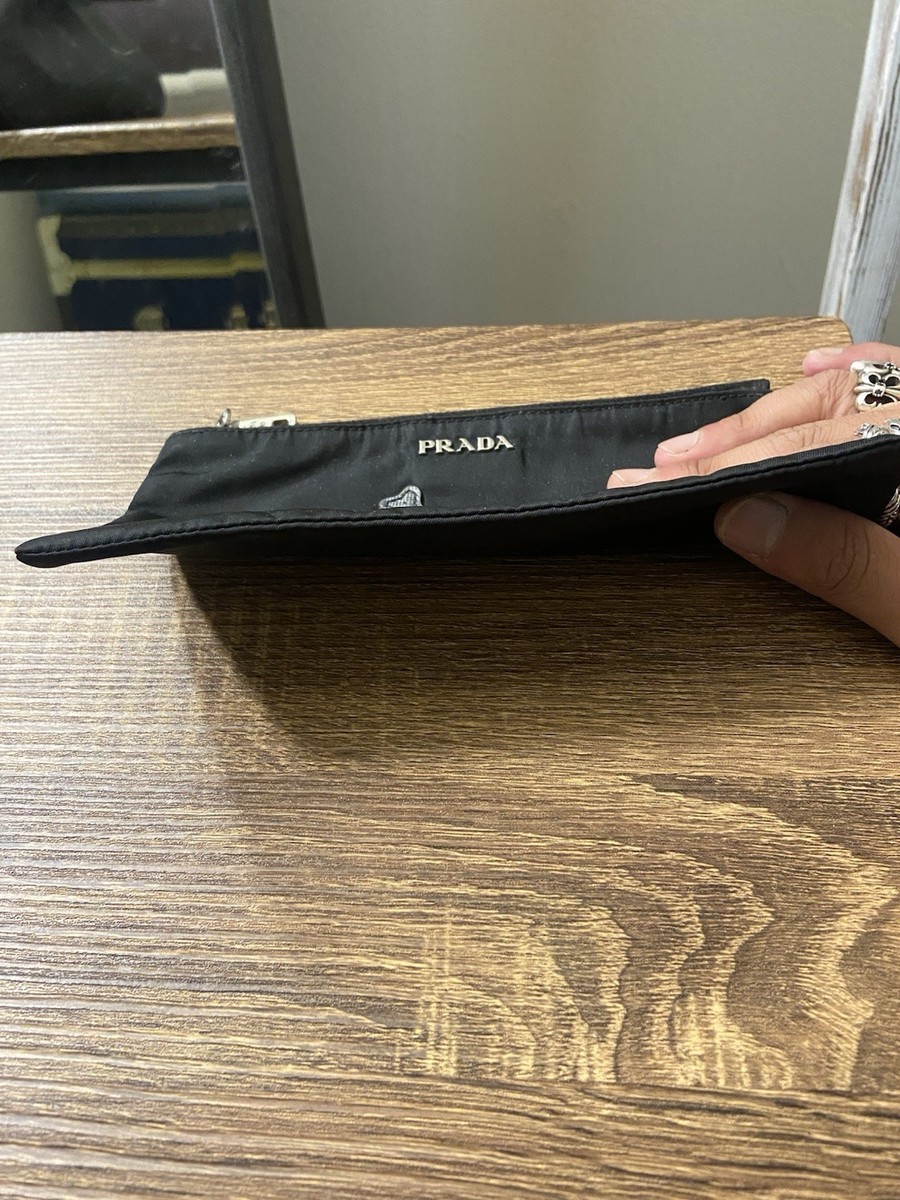 The Prada Pirate Pouch. Slim Black Nylon Saffiano Silver Skull