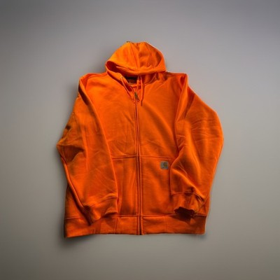 Carhart 2xl Loose Fit Zip Up Hoodie Orange 