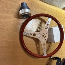 Les Leston Style Wood Steering Wheel Rover Mini 3 Spoke With Boss Adapter