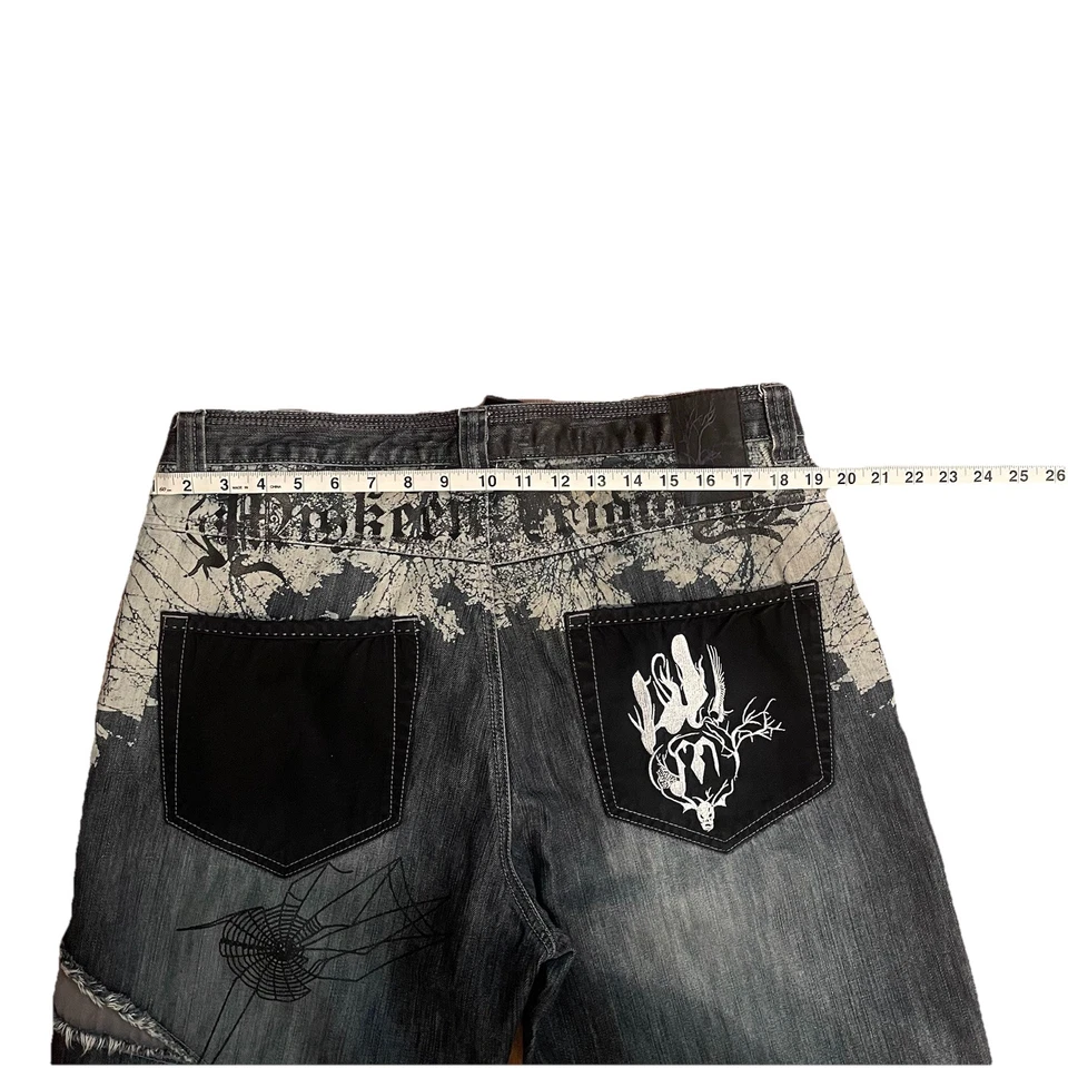 JEANS MISKEEN Y2K Vintage Estampado Pájaros y Árboles Talla 36 HOMBRE Foto 4 de 4