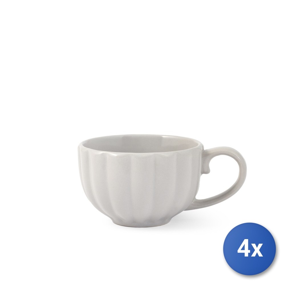 4X H&H Tea Cup With Saucer Lotus In Gray Stoneware 220Cc