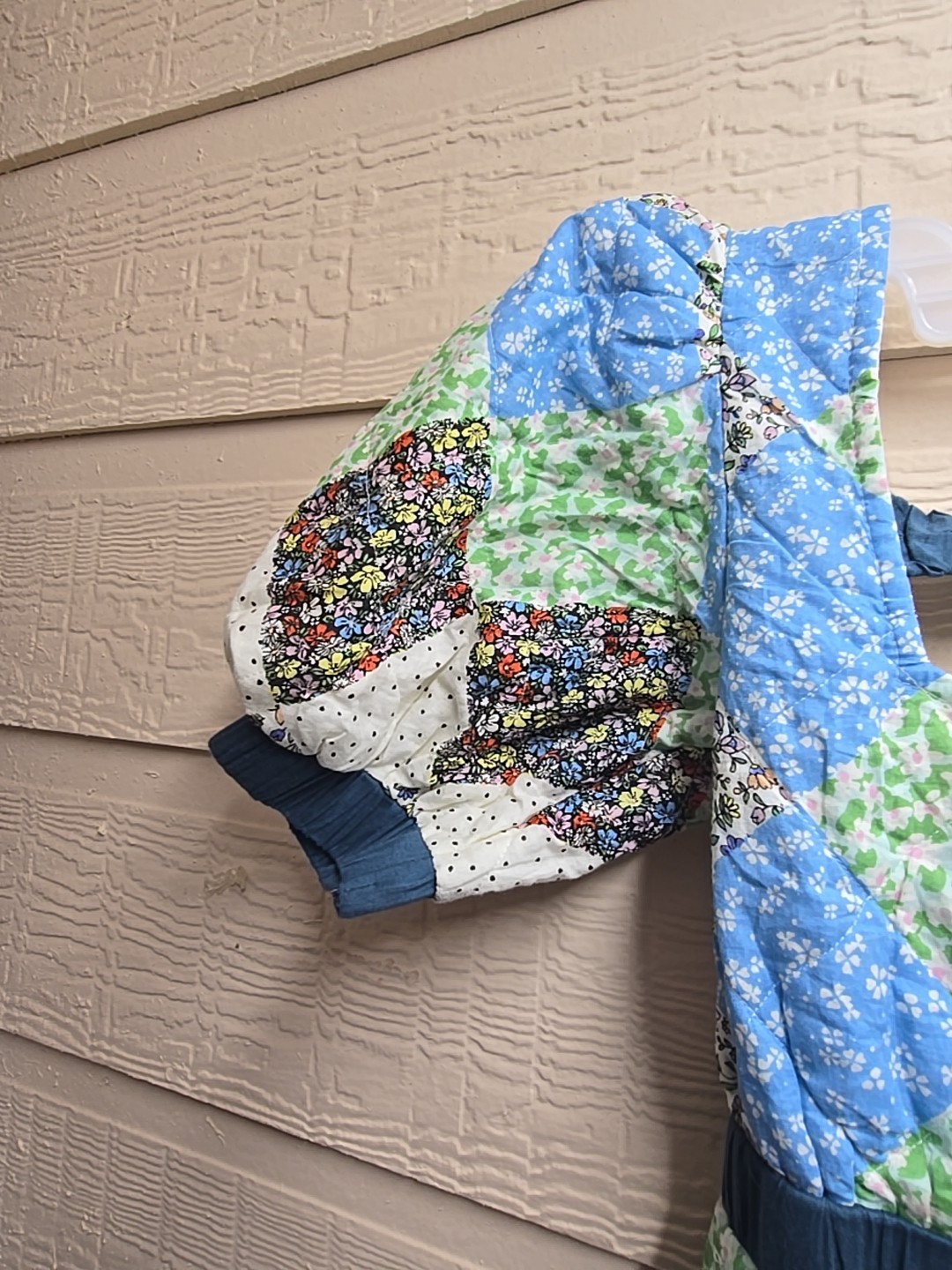 Multicolor Quilt Patchwork Print  Puff Sleeve Dre… - image 3