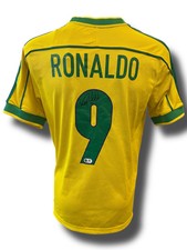 RONALDO NAZARIO SIGNED BRAZIL HOME 1998 WORLD CUP SHIRT (ACG CERT AG16626)