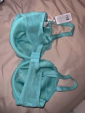 Freya Fancies Lace Underwired Balconette Bra green US 38H Hook Eye