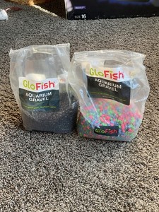 GloFish Aquarium Gravel Black And Multicolor Gl￼ow Rocks Half Used 5lb Bags