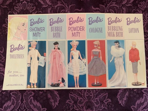 Vintage Barbie Bubble Bath Toiletries Set Mini Poster   1961 Roclar