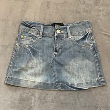 Euro VTG Denim Mini Skirt Women's Light Wash Blue Jean Micro Western Y2K